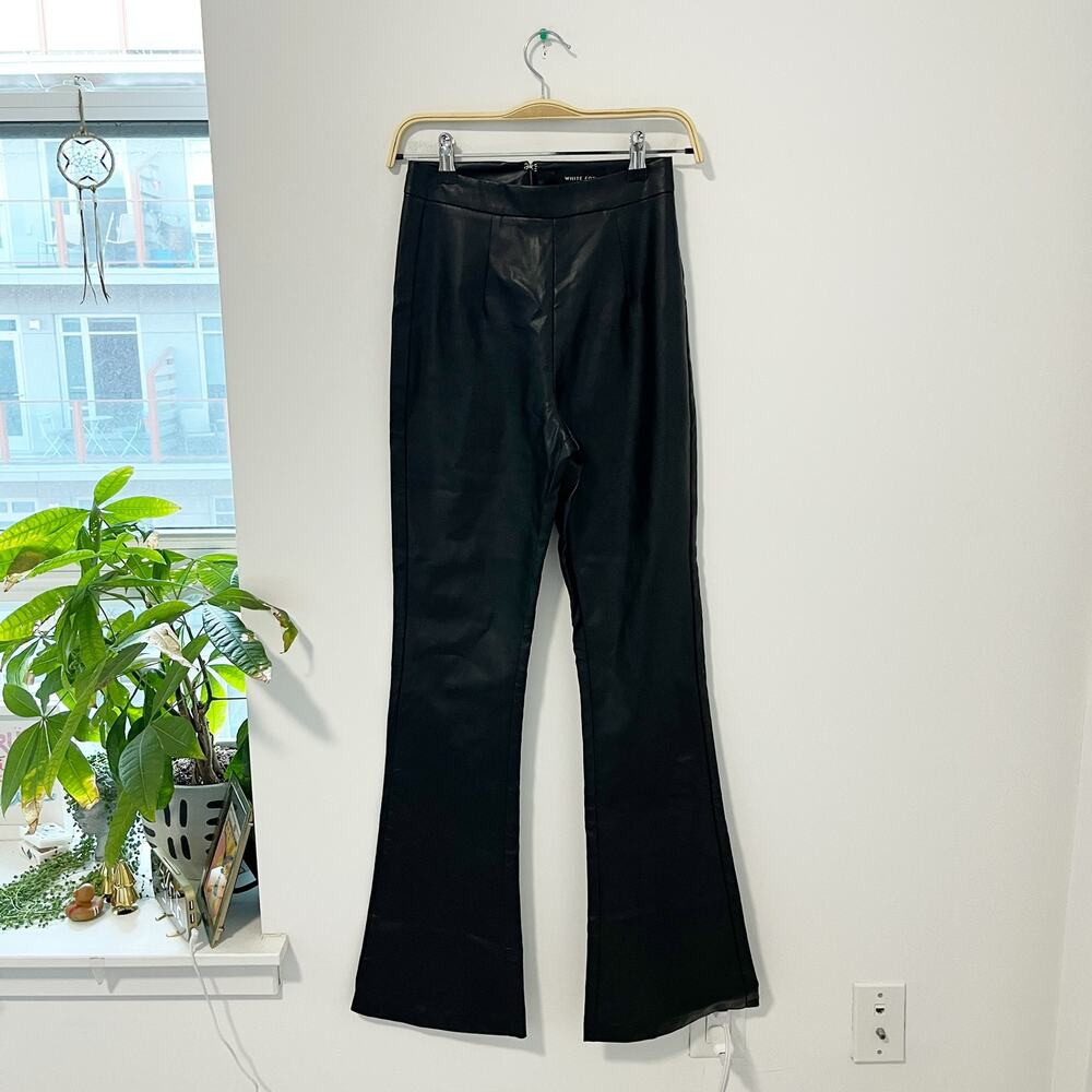 White Fox Black Faux Leather Pants Size XS